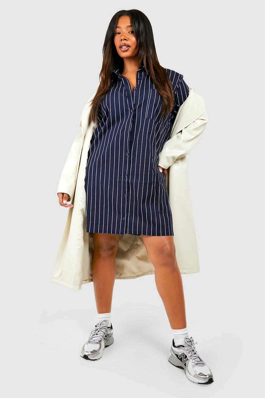 Vestito camicia Plus Size oversize, Navy