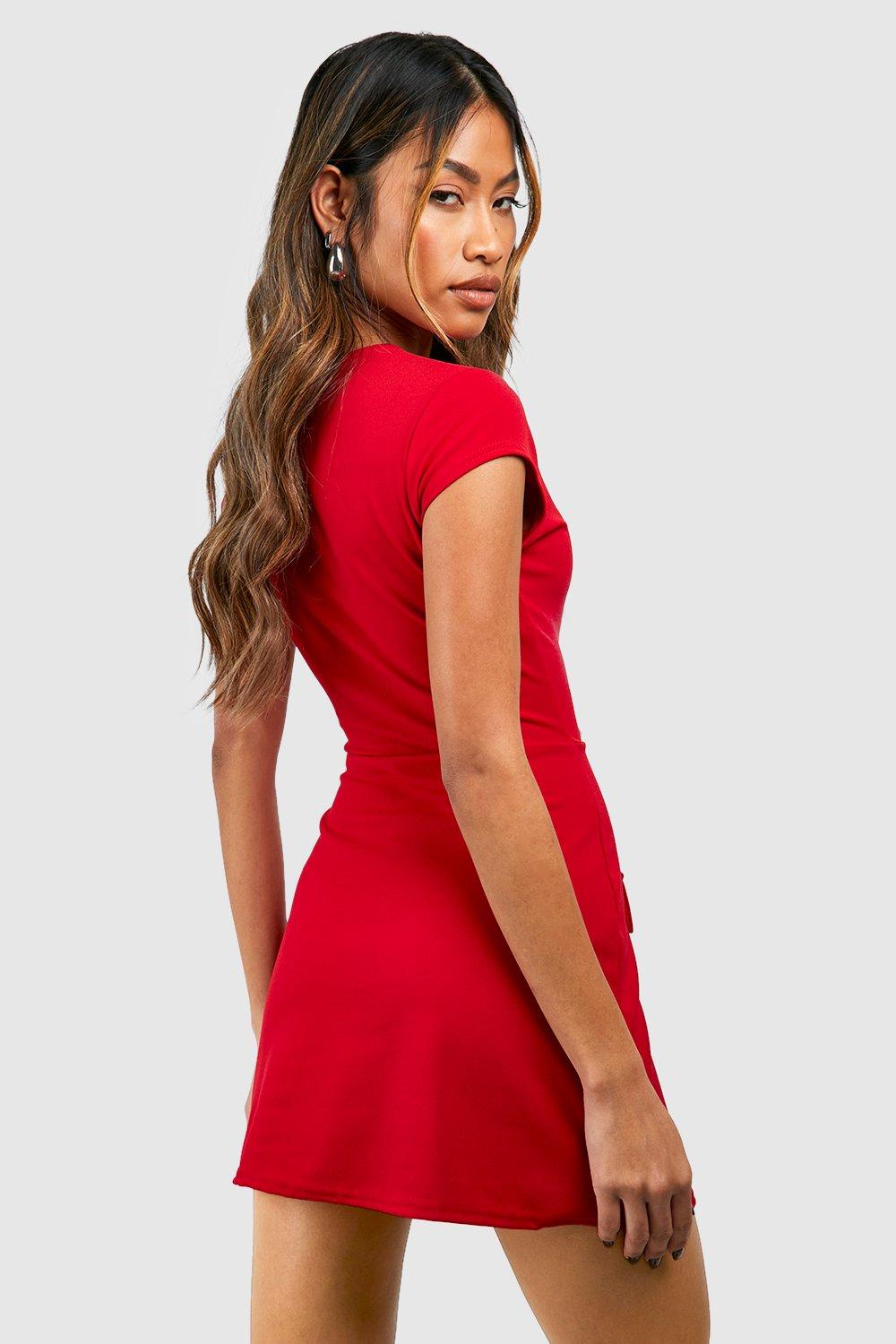 Red store pocket dress