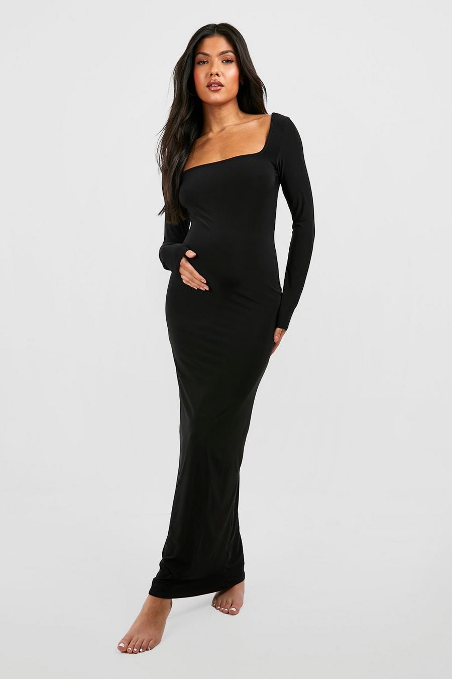 Black Maternity Soft Touch Maxi Loungewear Dress image number 1