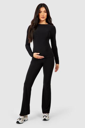 Maternity Soft Touch Yoga Pant Loungewear Set black