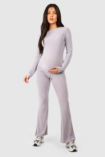 Maternity Soft Touch Yoga Pant Loungewear Set grey marl