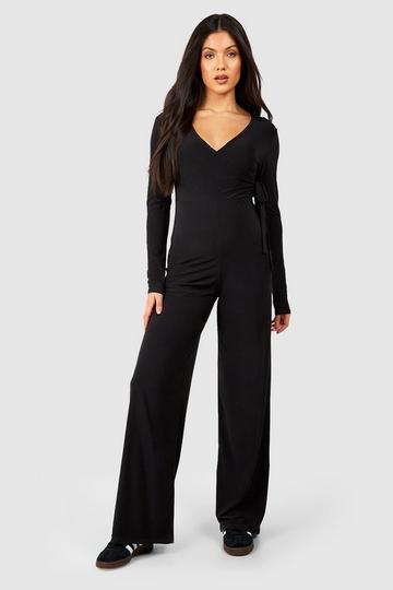 Maternity Soft Touch Wrapover Lounge Jumpsuit black