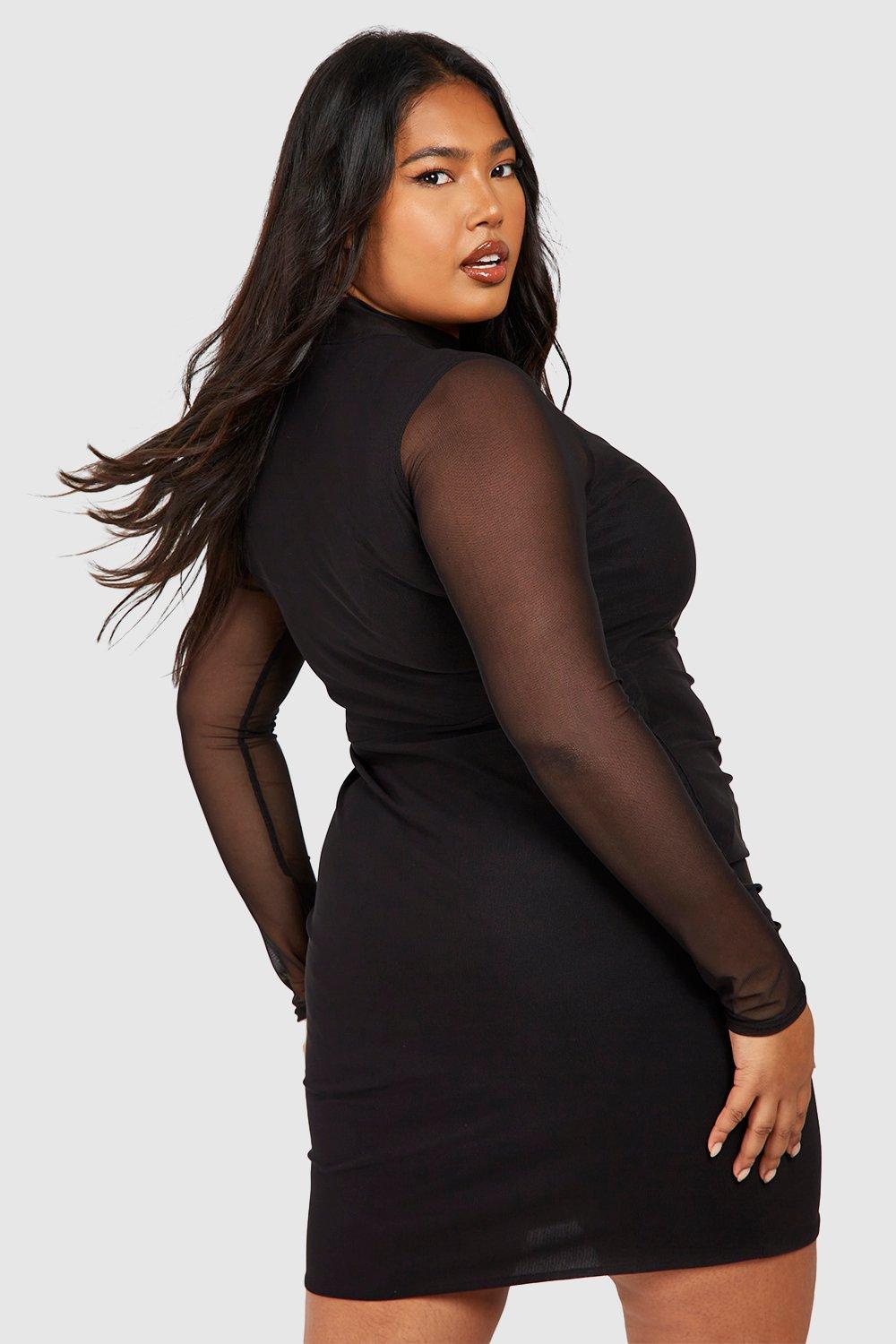 Black bodycon best sale dress boohoo