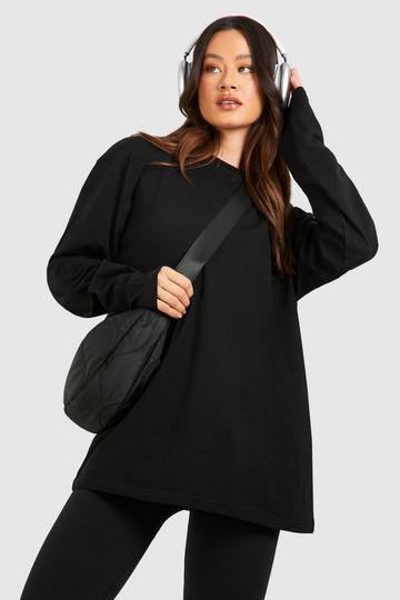 Tall Basic Cotton Oversized Long Sleeve T-shirt black