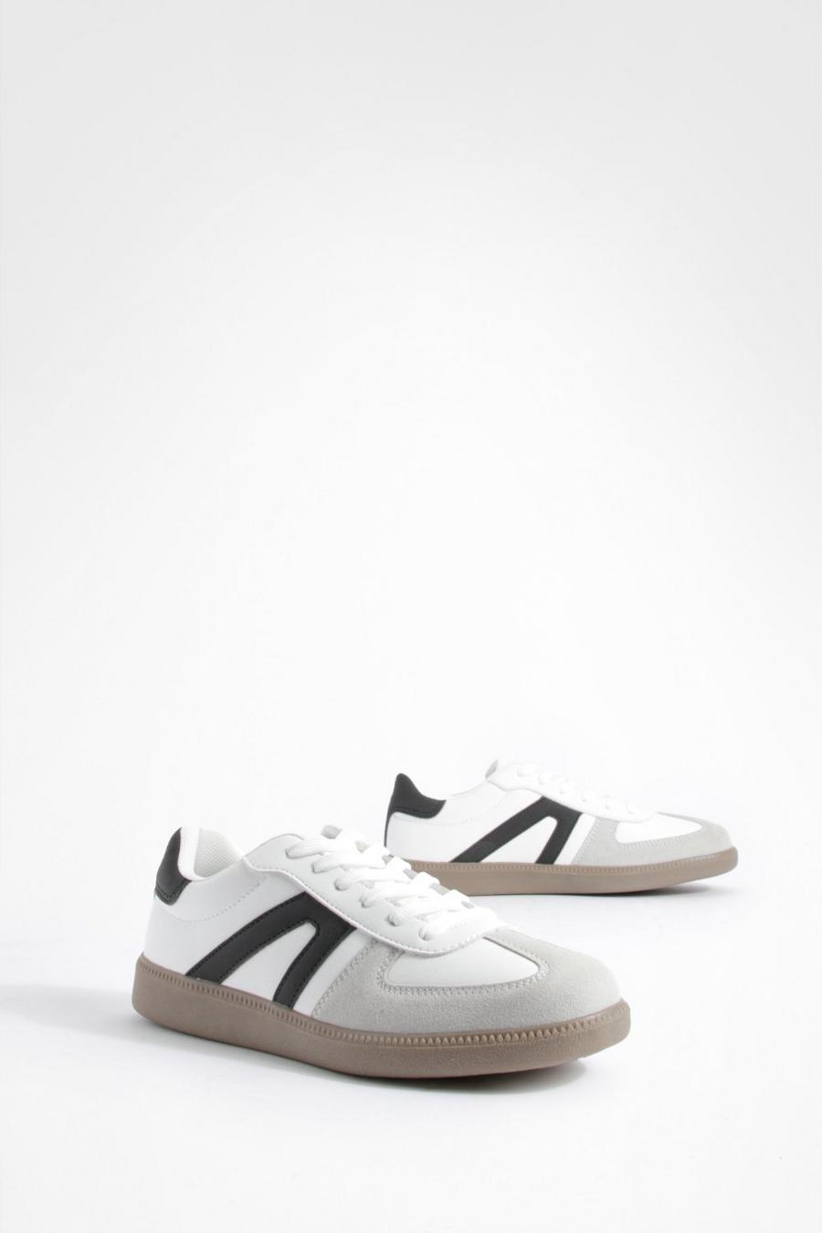 White Contrast Panel Gum Sole Sneakers image number 1