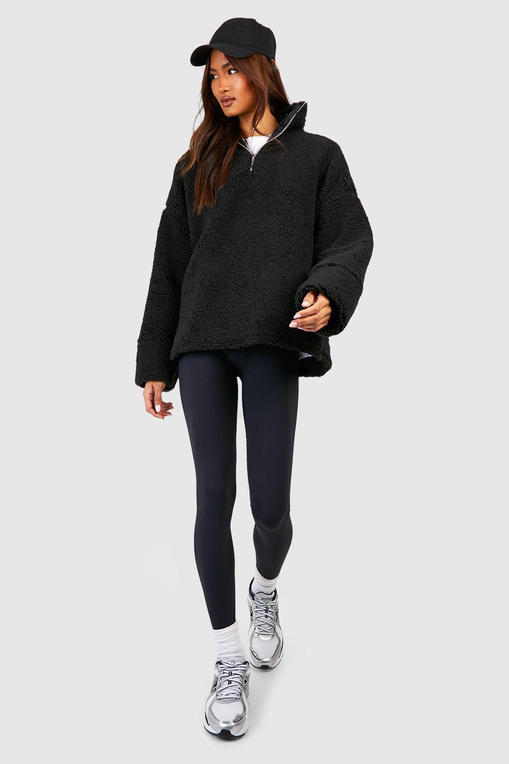 Tall Borg Fleece Sweatshirt mit halbem ReiBverschluss