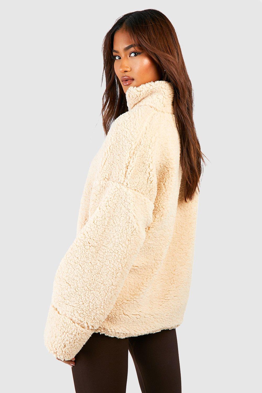 Half zip plain faux hotsell fur sweatshirt