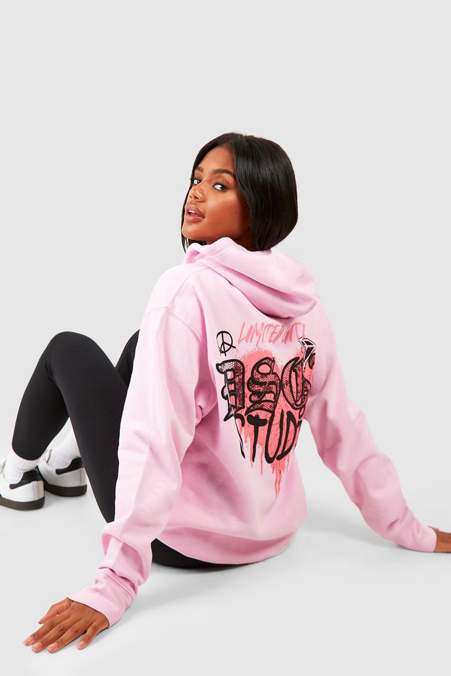 Pink Dsgn Studio Oversize hoodie med graffititryck