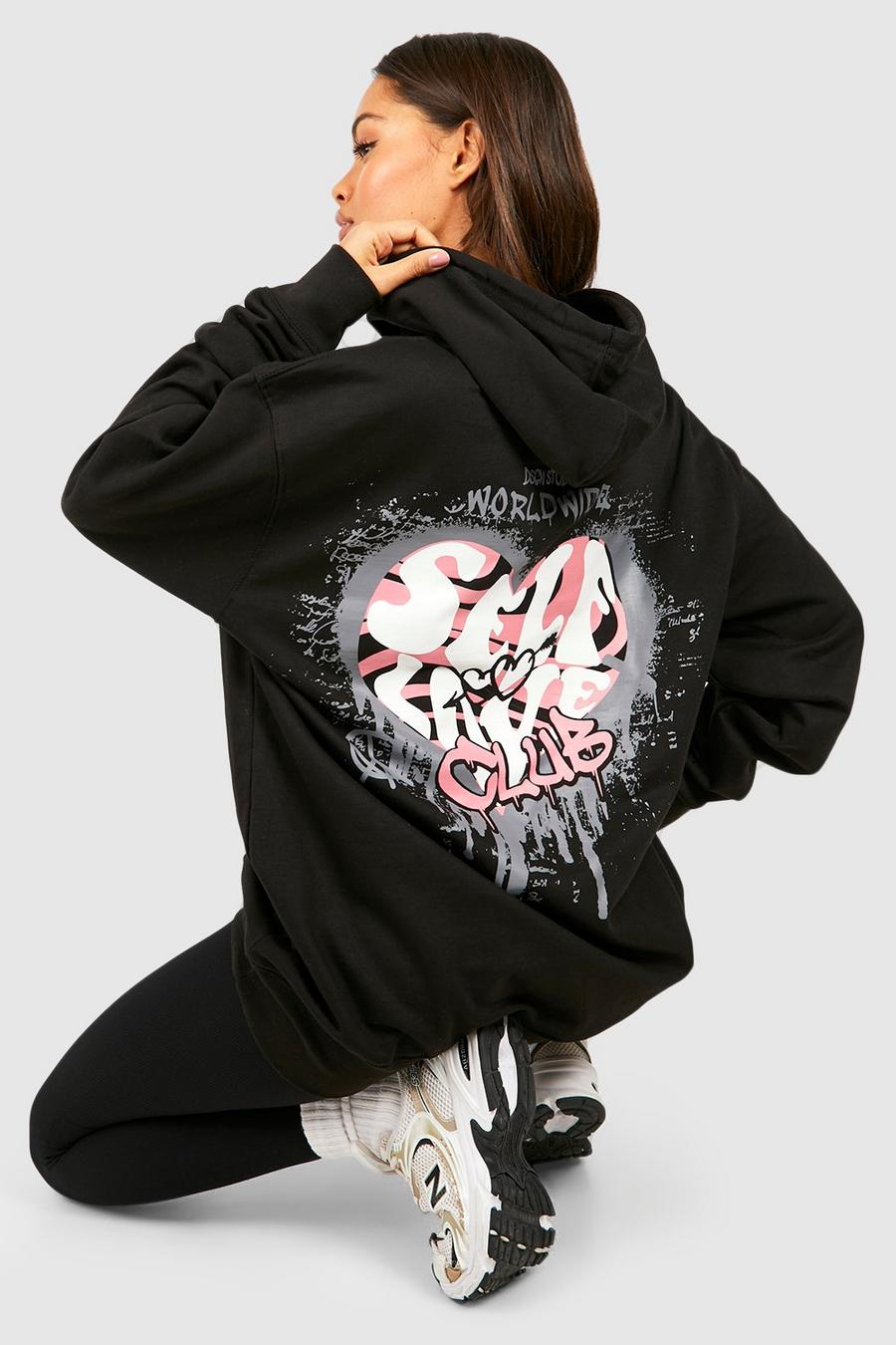 Black Dsgn Studio Self Love Club Oversize hoodie med tryck image number 1