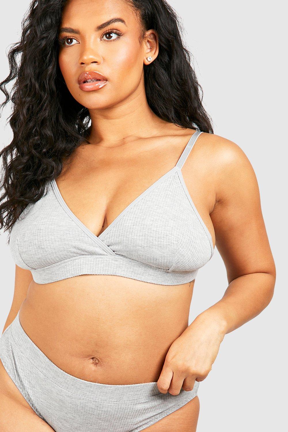 Women's Plus Ribbed Triangle Bralet & Brief Set