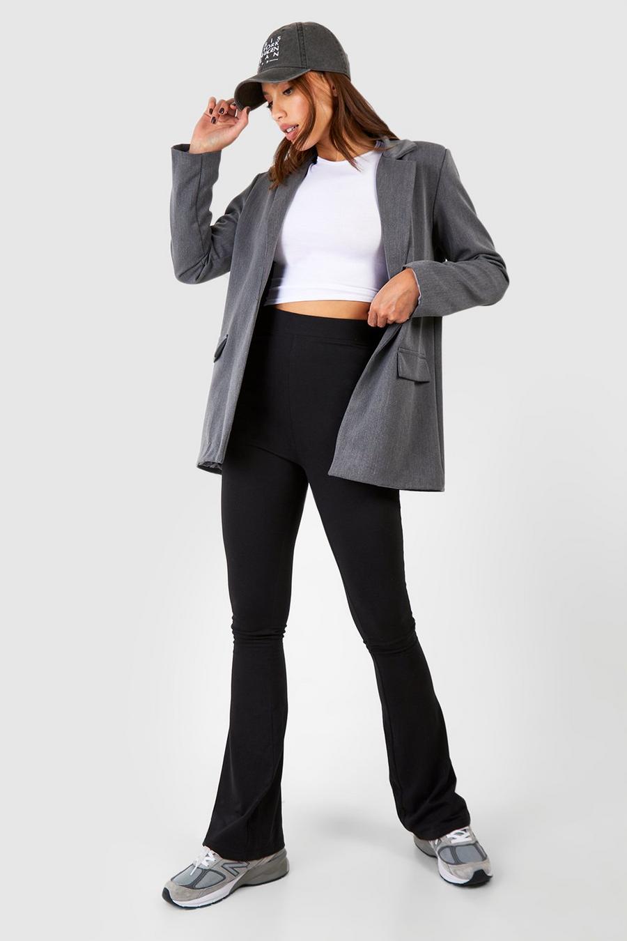Black Tall Cotton Jersey Ruched Booty Boosting Flares 