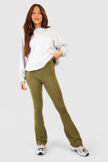 Tall Cotton Jersey Knit Ruched Booty Boosting Flares khaki