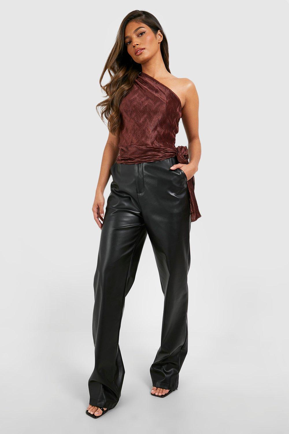 Plisse One Shoulder Tie Detail Top | boohoo USA