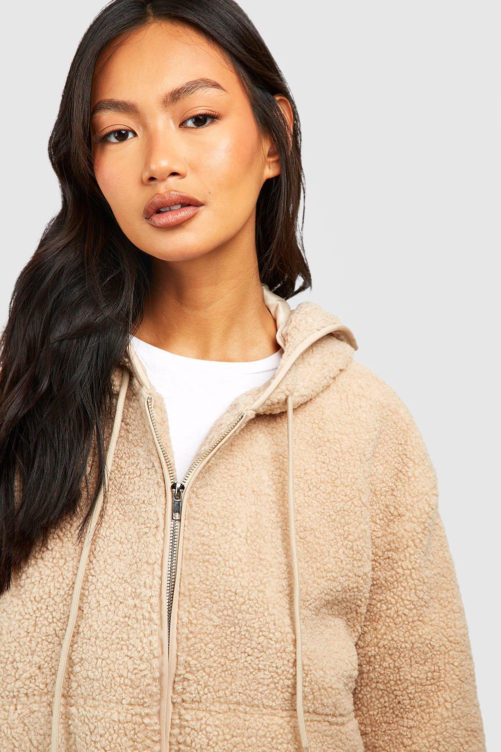 Hooded Teddy Faux Fur Jacket boohoo