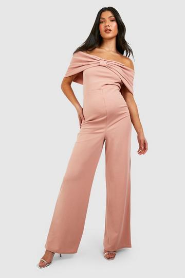 Maternity Bardot Crepe Wide Leg Jumpsuit blush