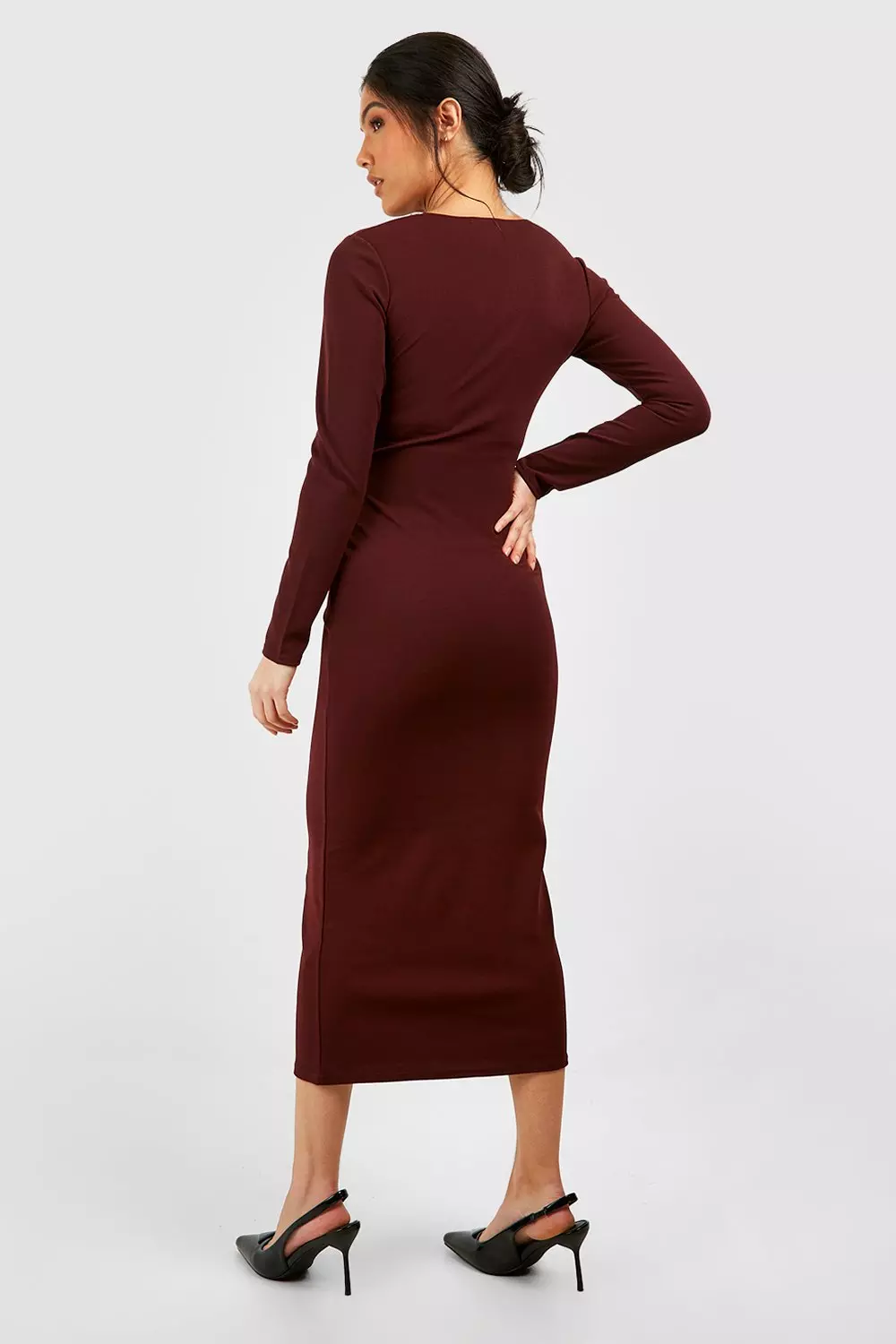 Chocolate Maternity Key Hole Midaxi Crepe Dress alternative image