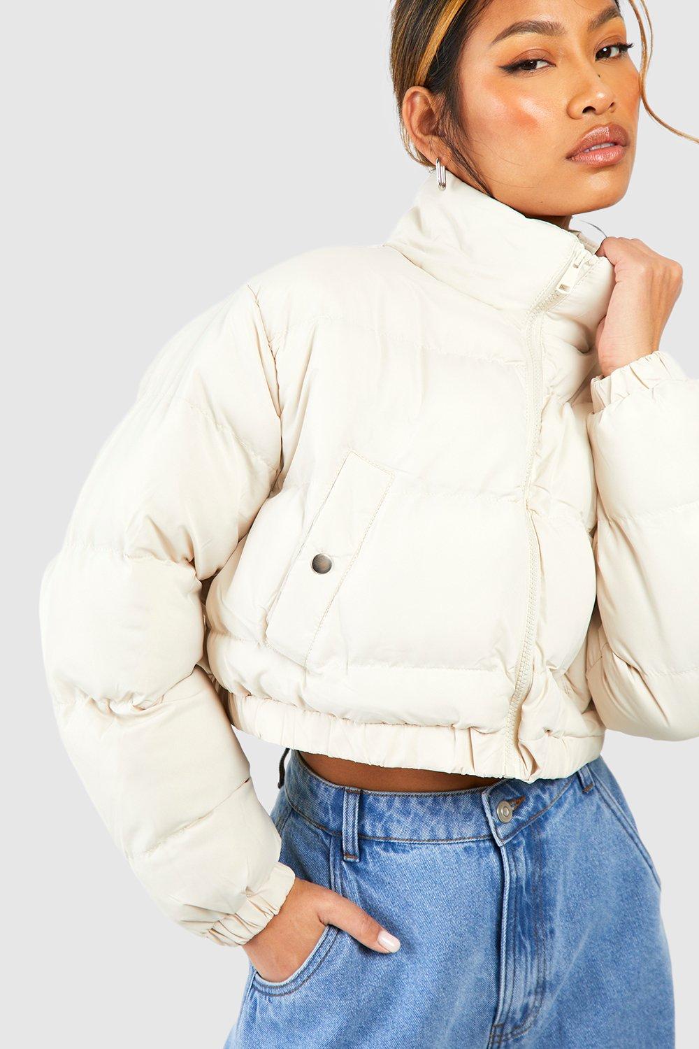 Crop Puffer Jacket boohoo IL