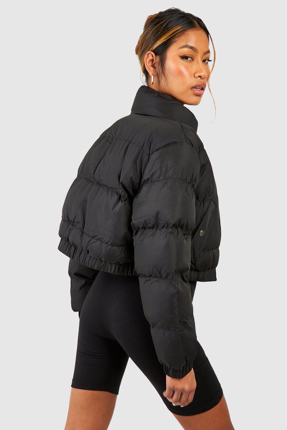 Cropped puffer hot sale jacket boohoo