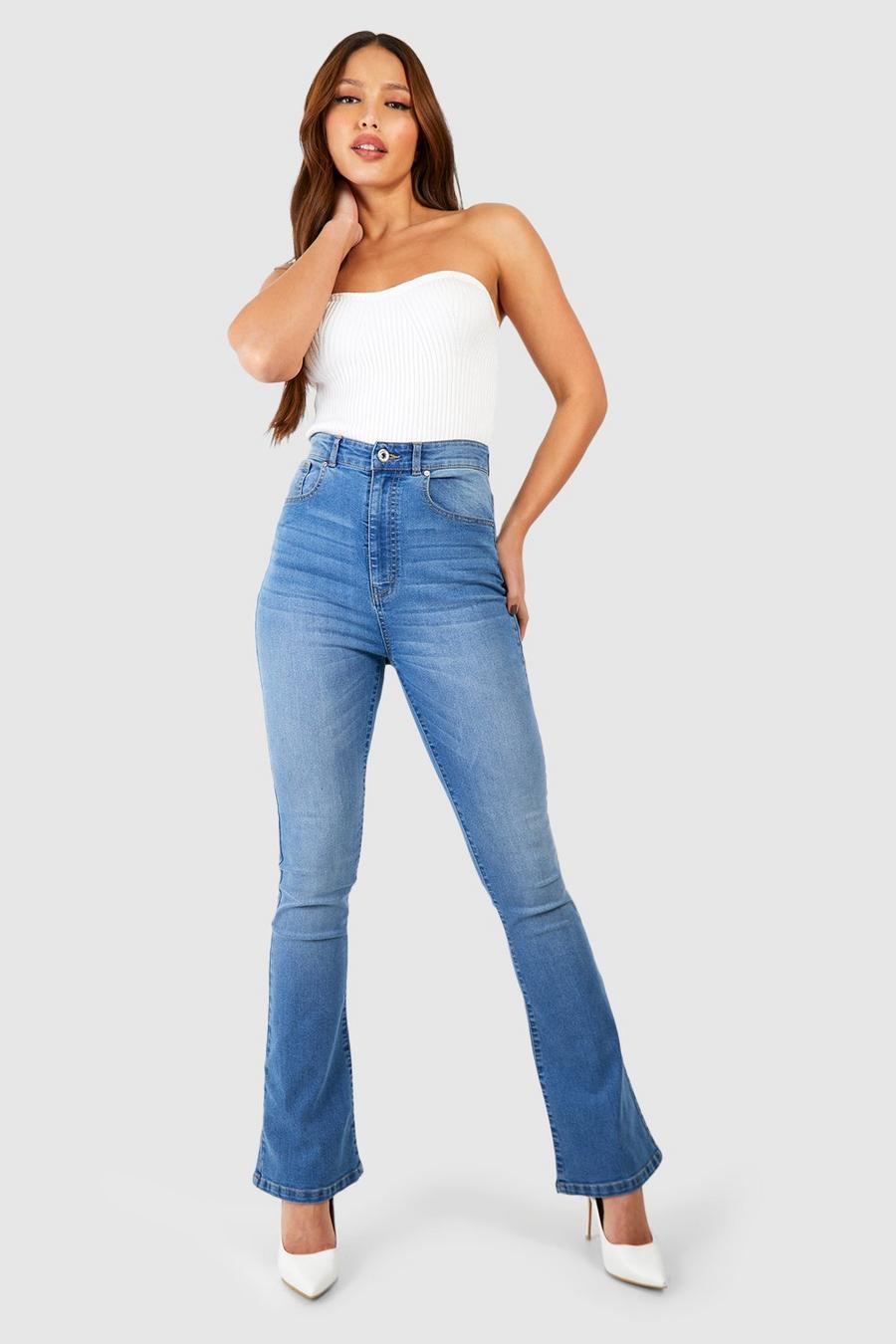 Womens Denim Jean Flare Flared Stretch Bootcut Jeans Size 6 8 10 12 14 16  New
