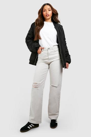 Tall Basics Ripped Knee Boyfriend Jeans ecru