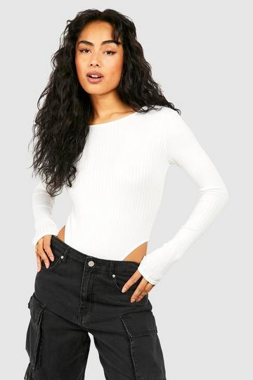 Crew Neck Long Sleeve Bodysuit ecru