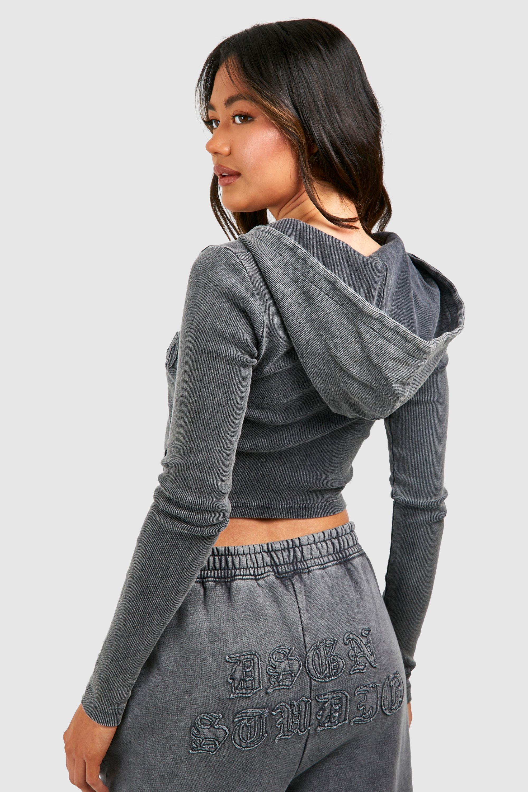 Ribbed zip hoodie shop
