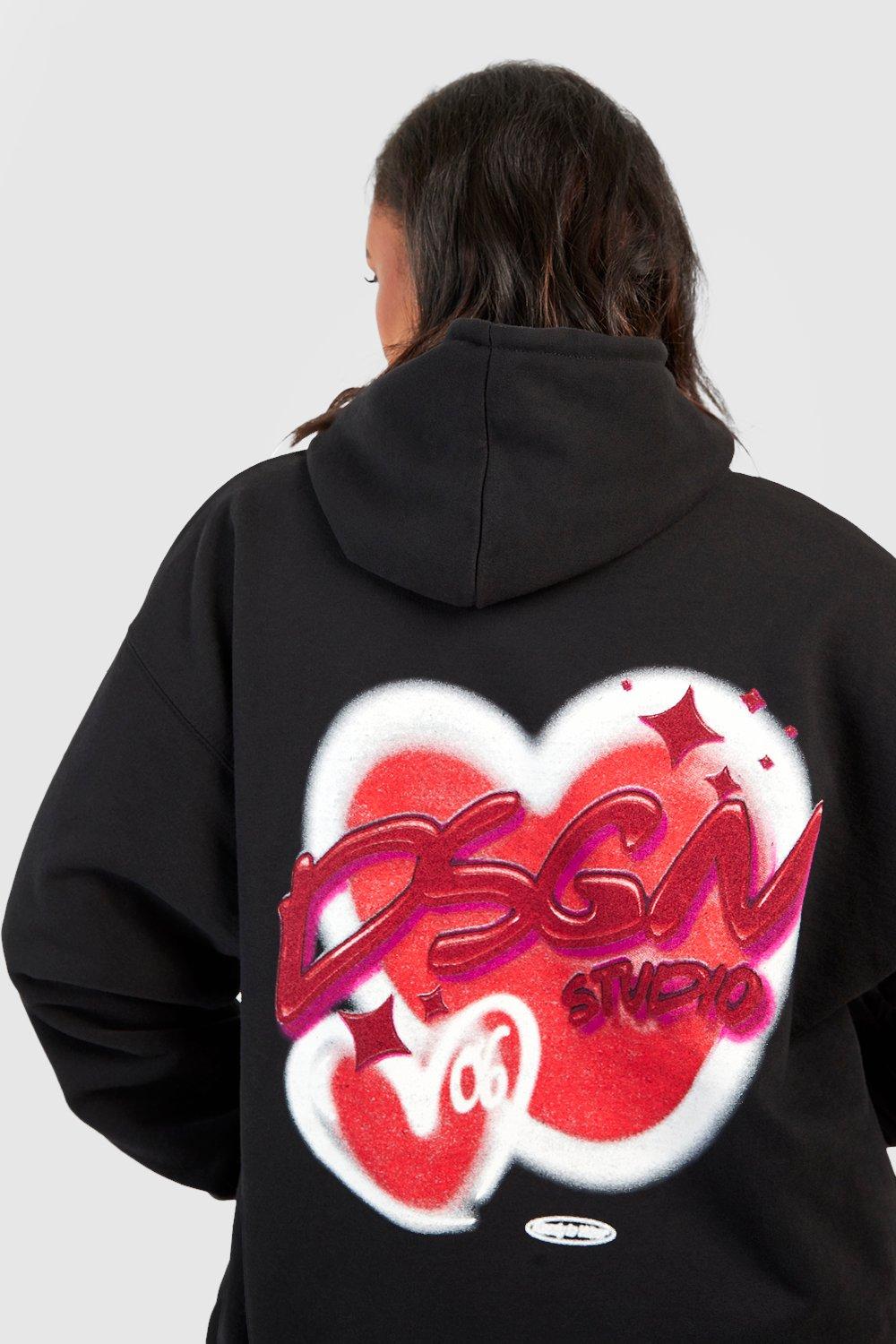 Plus Dsgn Studio Graffiti Heart Hoodie boohoo