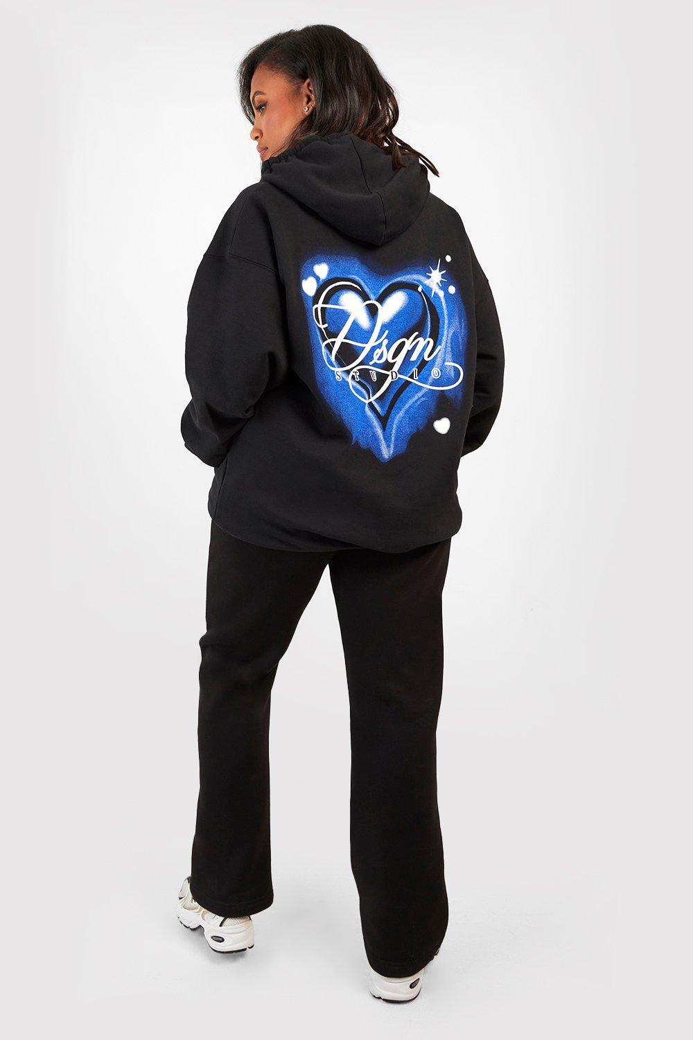 Plus Dsgn Script Graffiti Hoodie