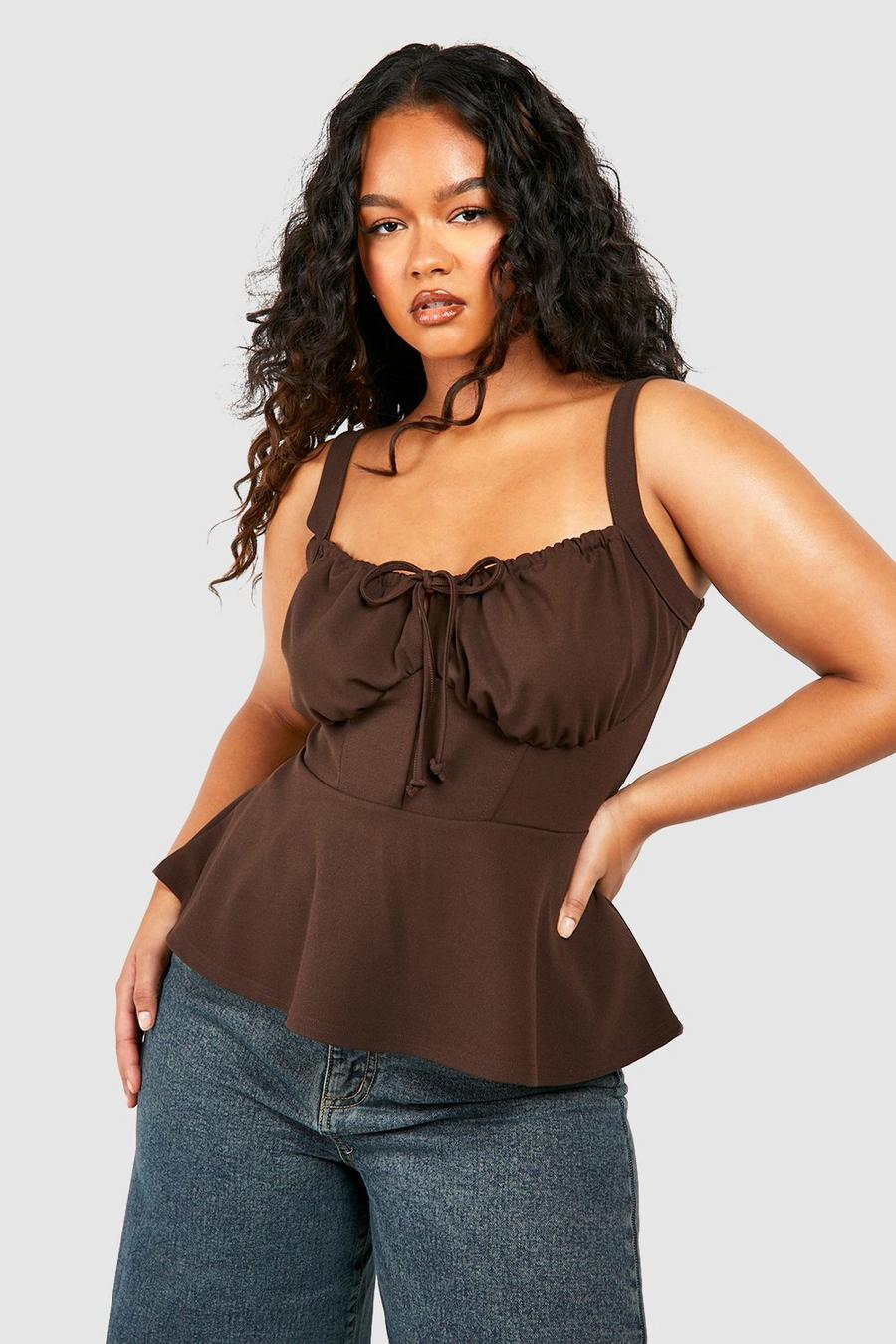 Grande taille - Corset froncé, Chocolate image number 1