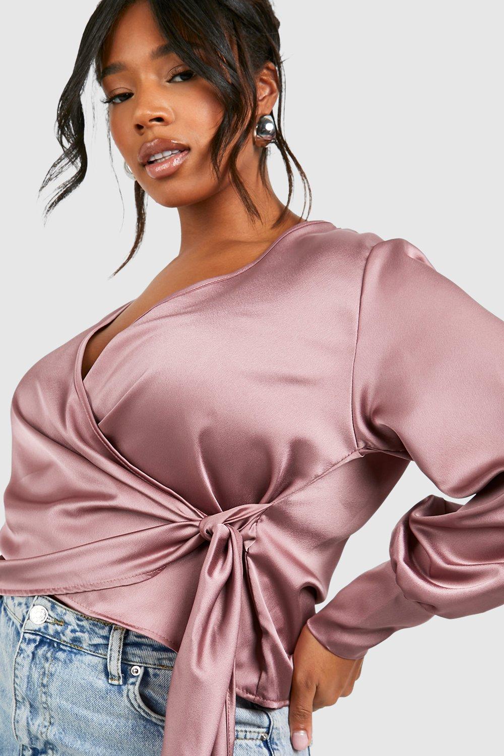 Boohoo satin blouse deals