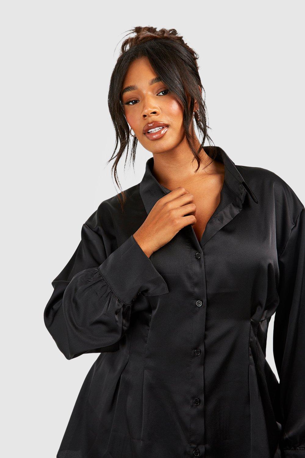 black satin blouse plus size