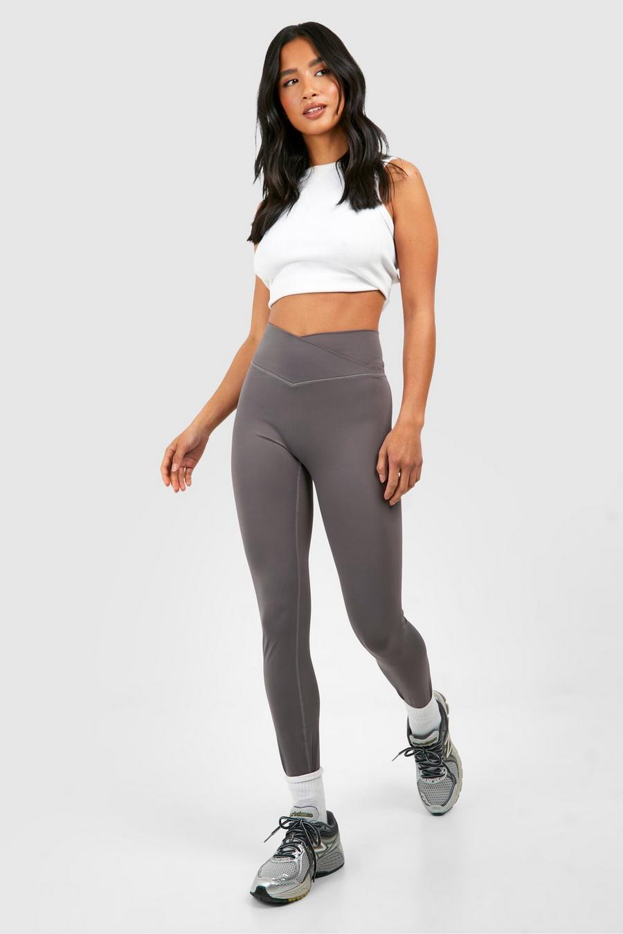 Charcoal Petite Super Soft Peached V Waistband Legging  image number 1