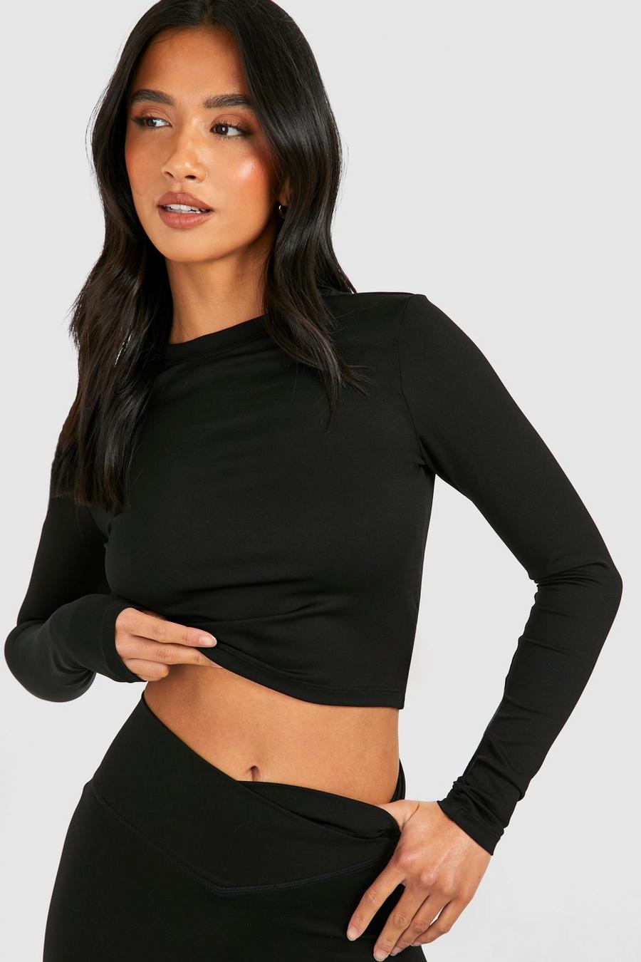 Black Petite Super Soft Peached Long Sleeve Top image number 1
