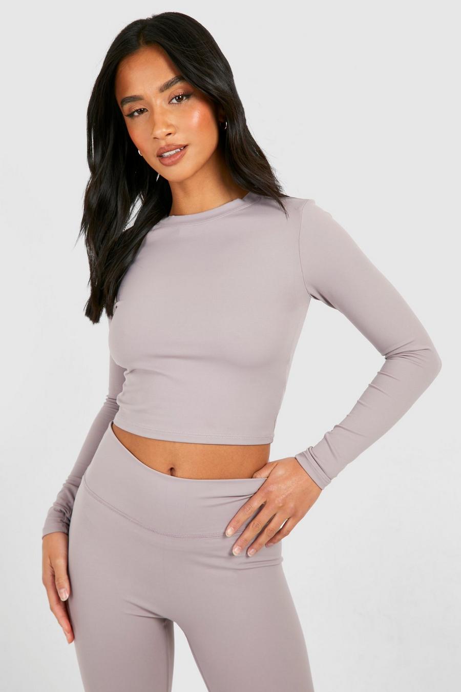 Top Petite de manga larga súper suave aterciopelado, Mauve