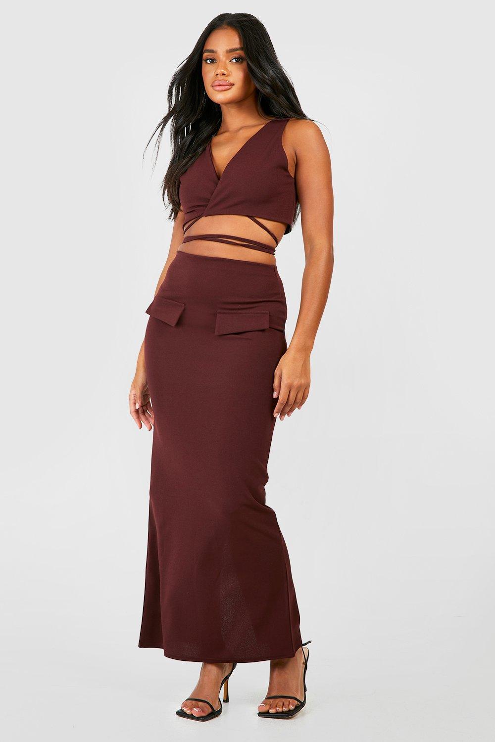 Burgundy skirt boohoo sale