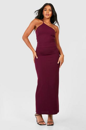 Asymmetric Top & Column Maxi Skirt plum