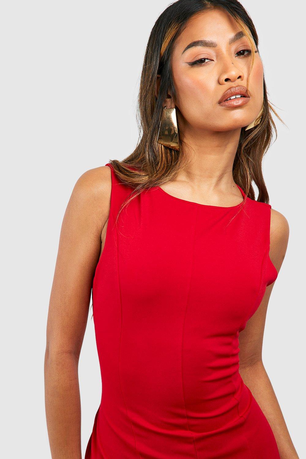 Crepe Slash Neck Mini Dress boohoo