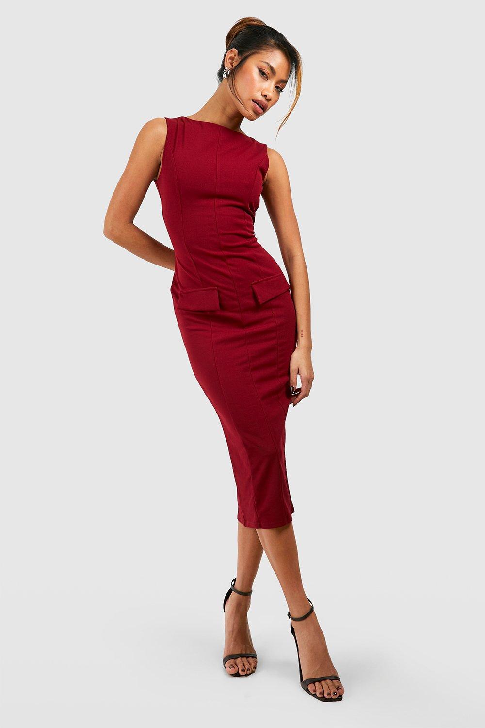 boat neck midi dress