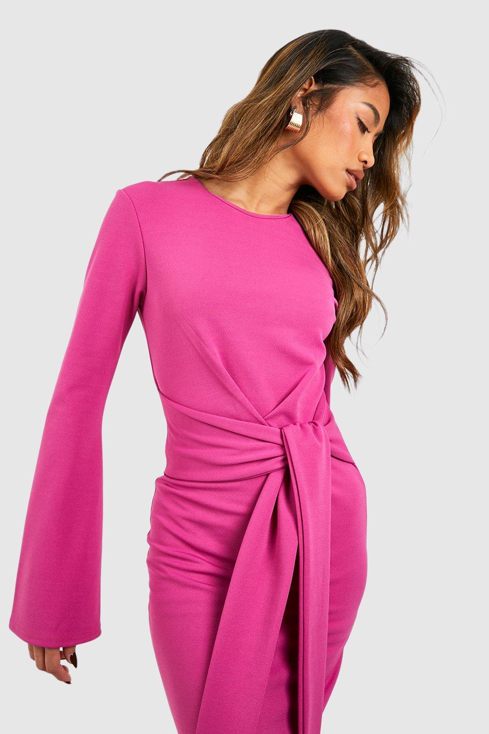 Long sleeve hot sale magenta dress