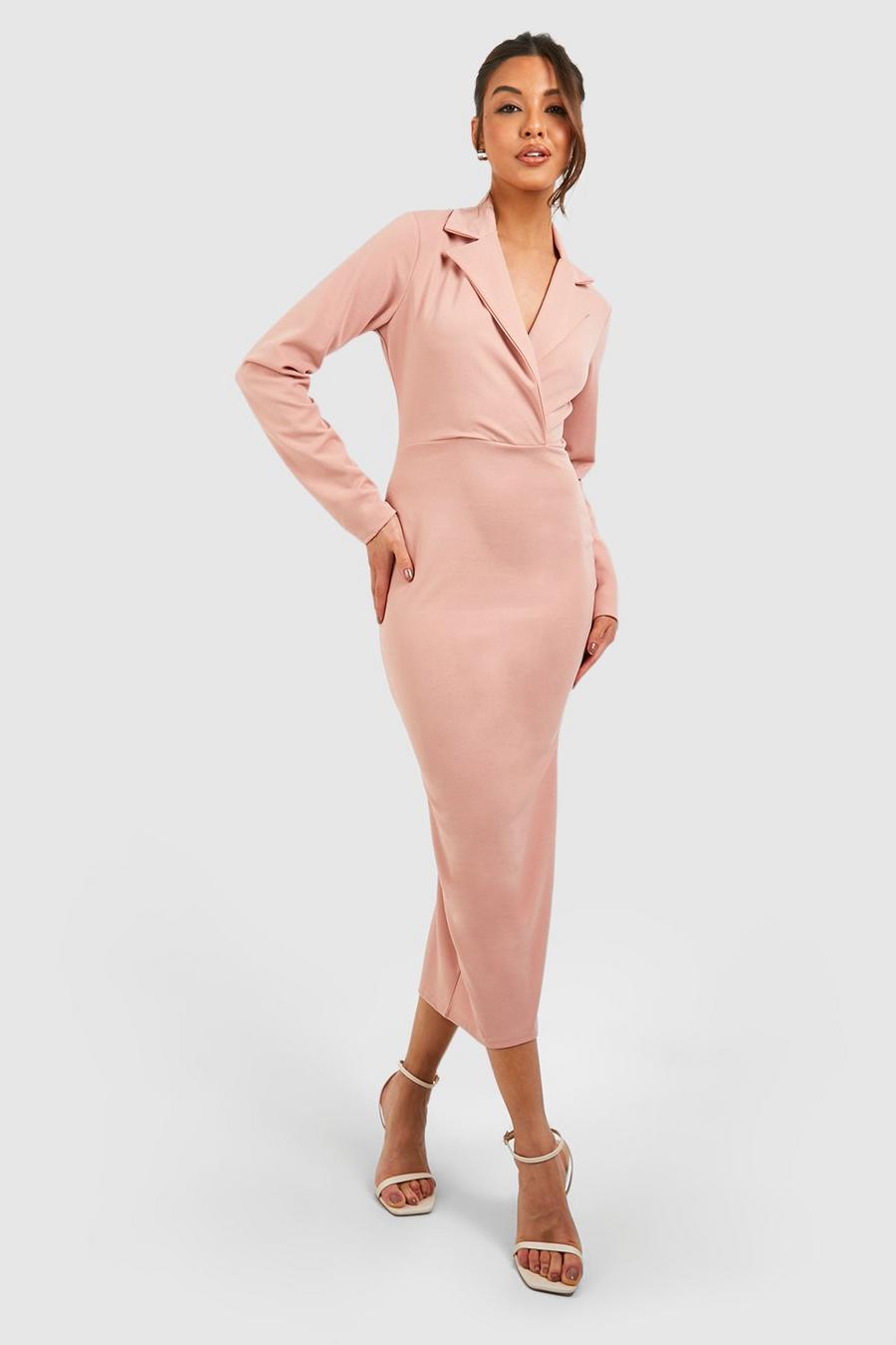 Rose Crepe Long Sleeved Wrap Tailored Midi Dress image number 1