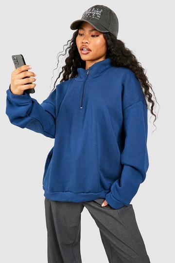 Petite Half Zip Sweatshirt navy