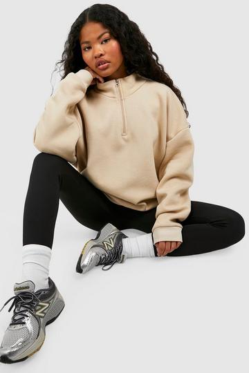 Petite Half Zip Sweatshirt stone