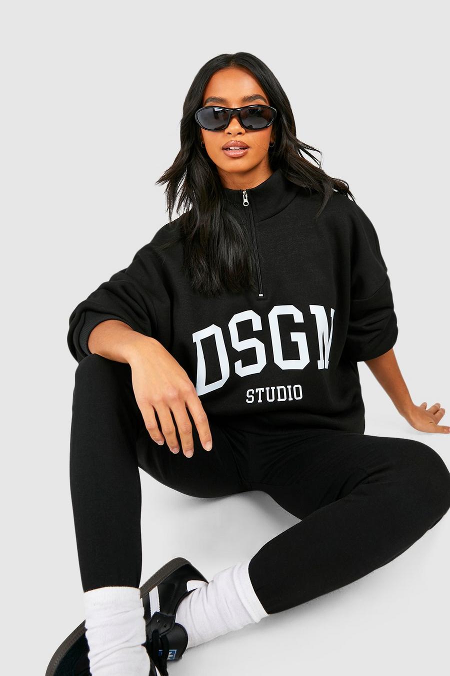 Black Petite Dsgn Studio Half Zip Legging Tracksuit