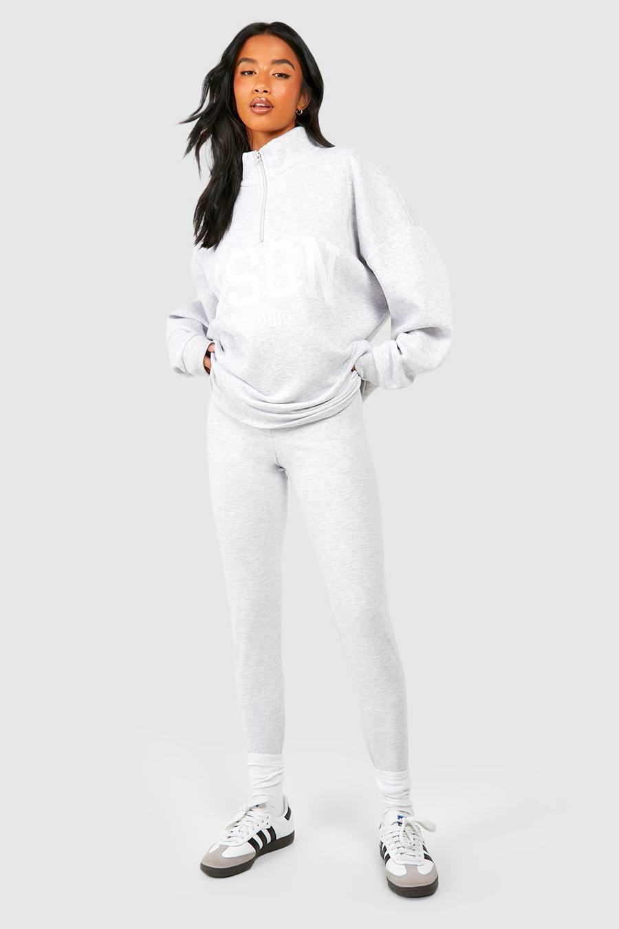 Petite - Survêtement avec legging zippé et imprimé Dsgn Studio, Grey image number 1