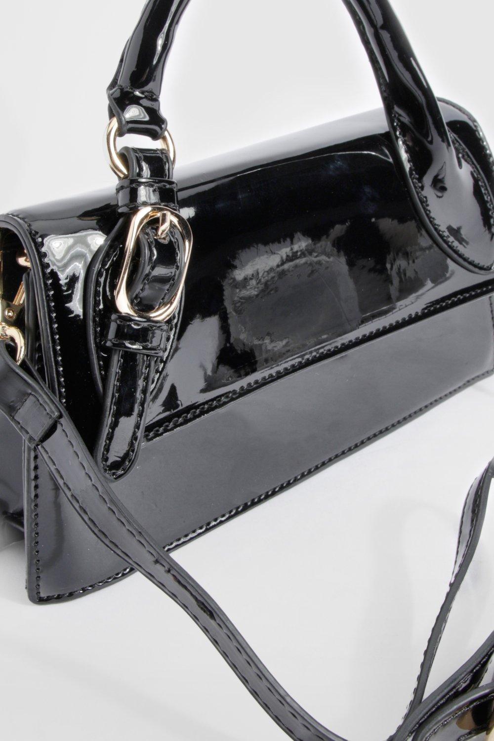 Vinyl Buckle Detail Grab Bag Boohoo UK