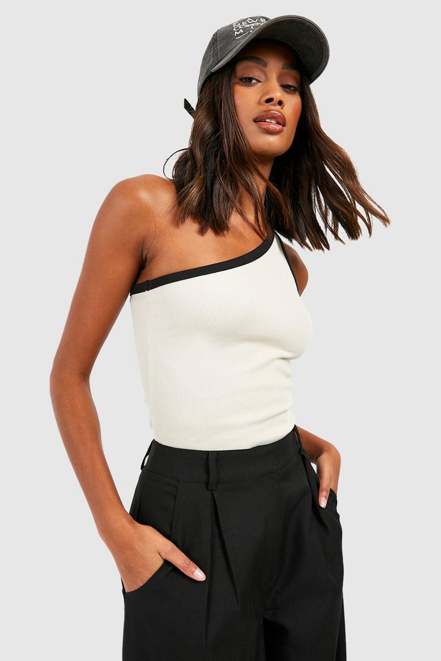 One Shoulder Top, Asymmetrical Sleeve Blouse, Cocktail Fitted Top