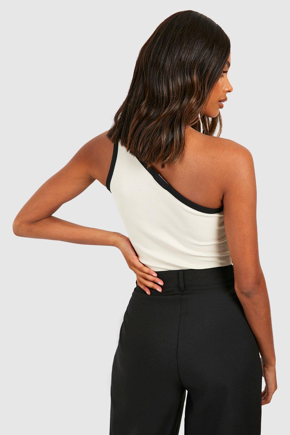 One shoulder best sale top boohoo