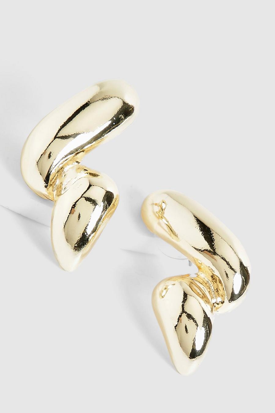 Twisted Gold Stud Earrings  image number 1