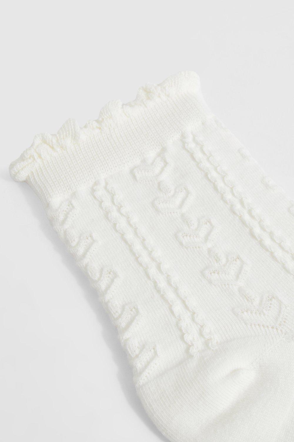 White Openwork Short Girl Socks