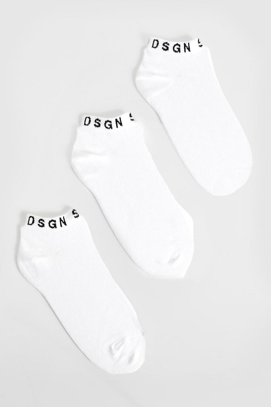White Dsgn Studio 3 Pack Trainer Socks  image number 1